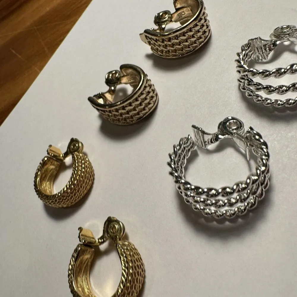 Lot of 3 All Signed Hoop Clip On Clip-on Earrings - Monet, NWH, Napier - Image 5