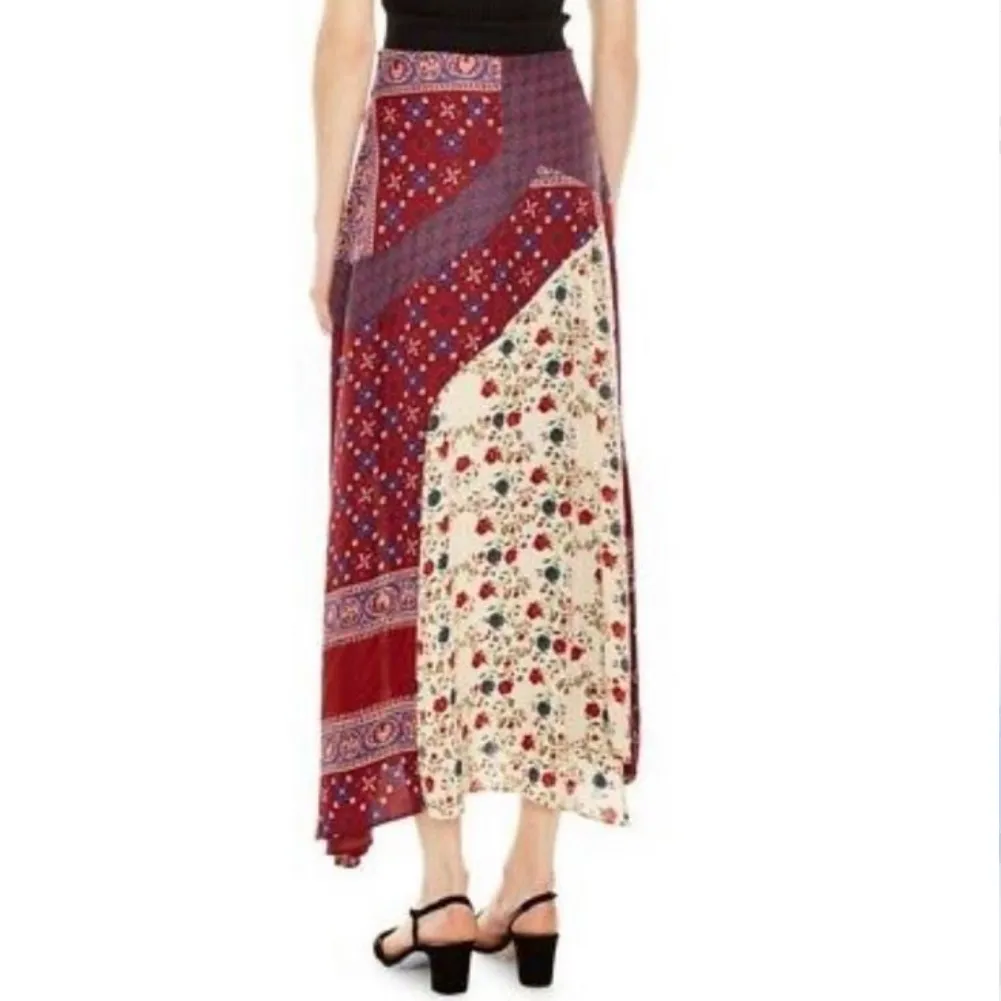 Sandro‎ Paris Dua Asymmetric Patchwork Maxi Skirt Small - Image 3