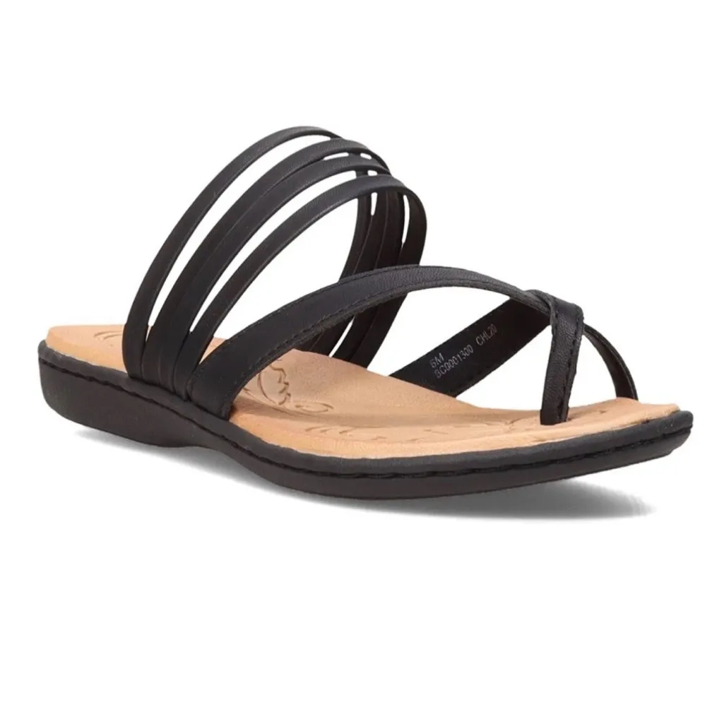 B.O.C. Sz 9 Alisha Black‎ Sandals Strappy Thongs Slides Born Concept Cushioned Black - Image 2