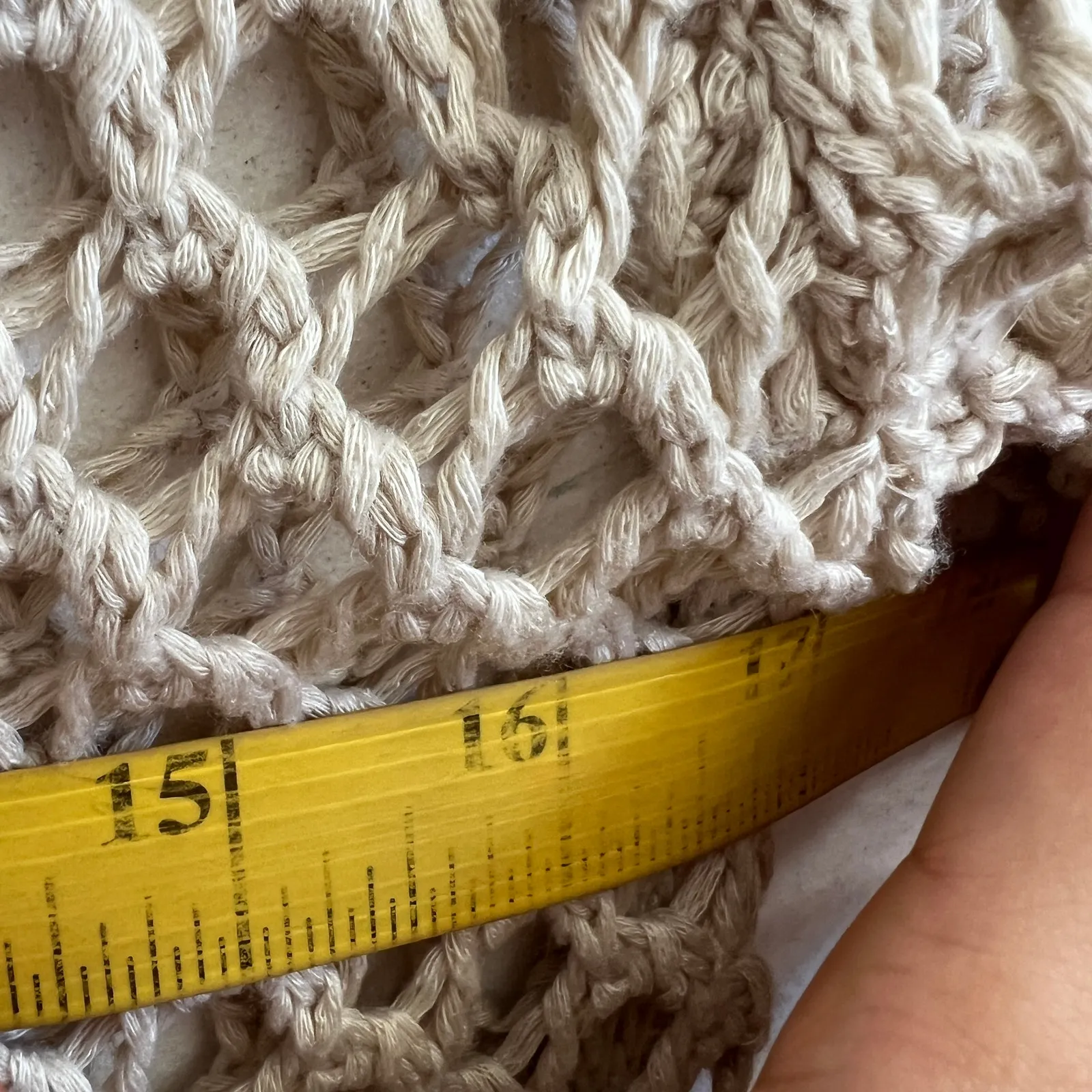 Cream Open Knit Crochet Cardigan Boho Bohemian‎ Fairycore Cottagecore Small - Image 6