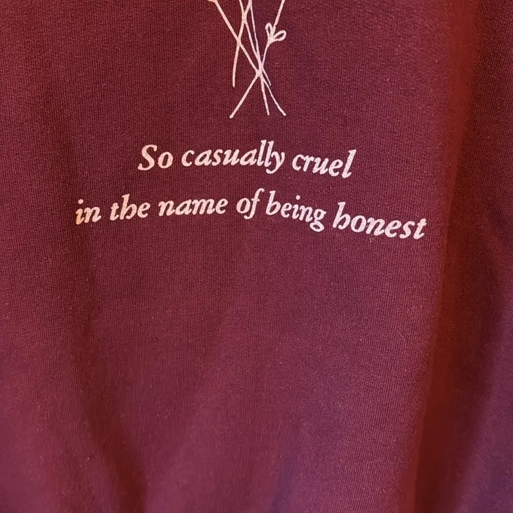 Taylor Swift Maroon Red Sweatshirt Crewneck Floral All Too Well Lyrics Medium - Image 3