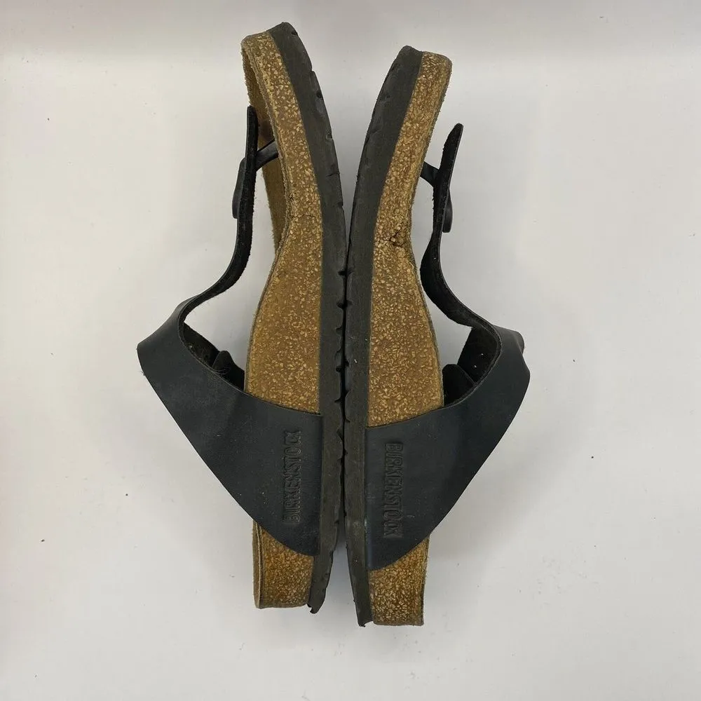 Birkenstock Mayari Birko Flor Black Leather Sandals Womens Sz EU 38 US W7 - flaw - Image 4