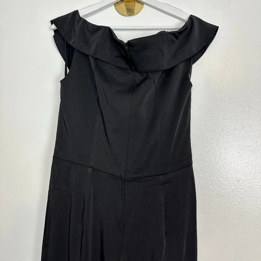 LA FEMME Surplice Off the Shoulder Column Gown in Black US 12 - Image 7