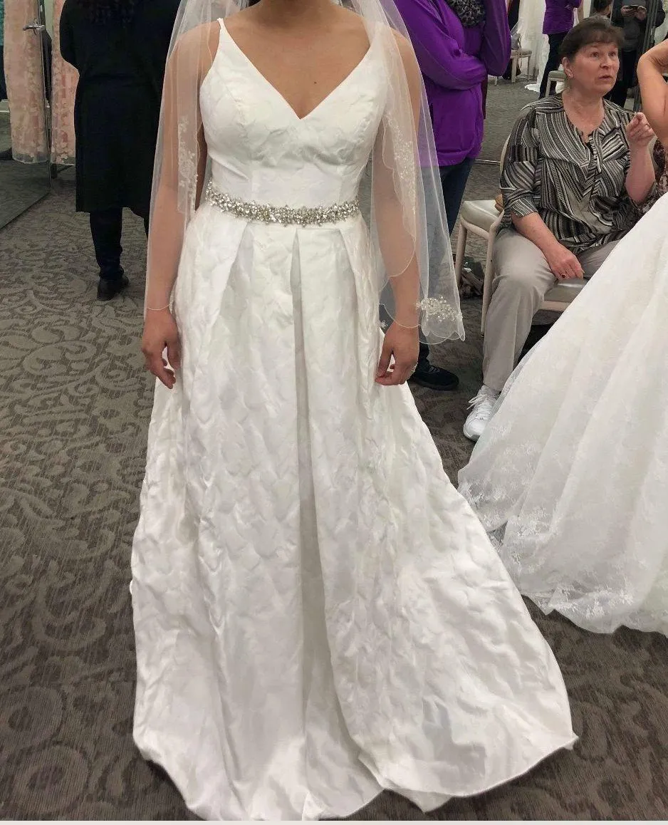 Galina Floral Jacquard A-Line Wedding Dress - Image 5