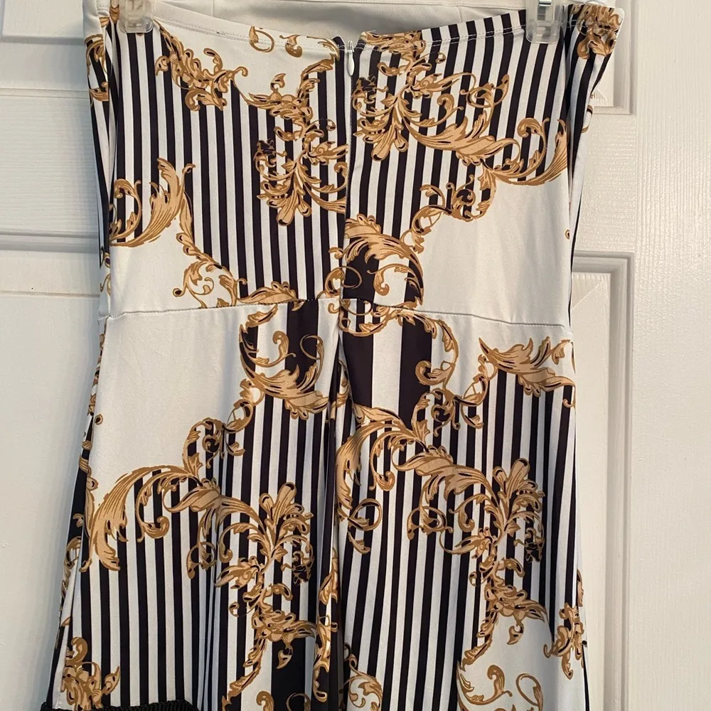 Banjul Strapless Slit leg Black & Gold Jumpsuit M NWT - Image 2