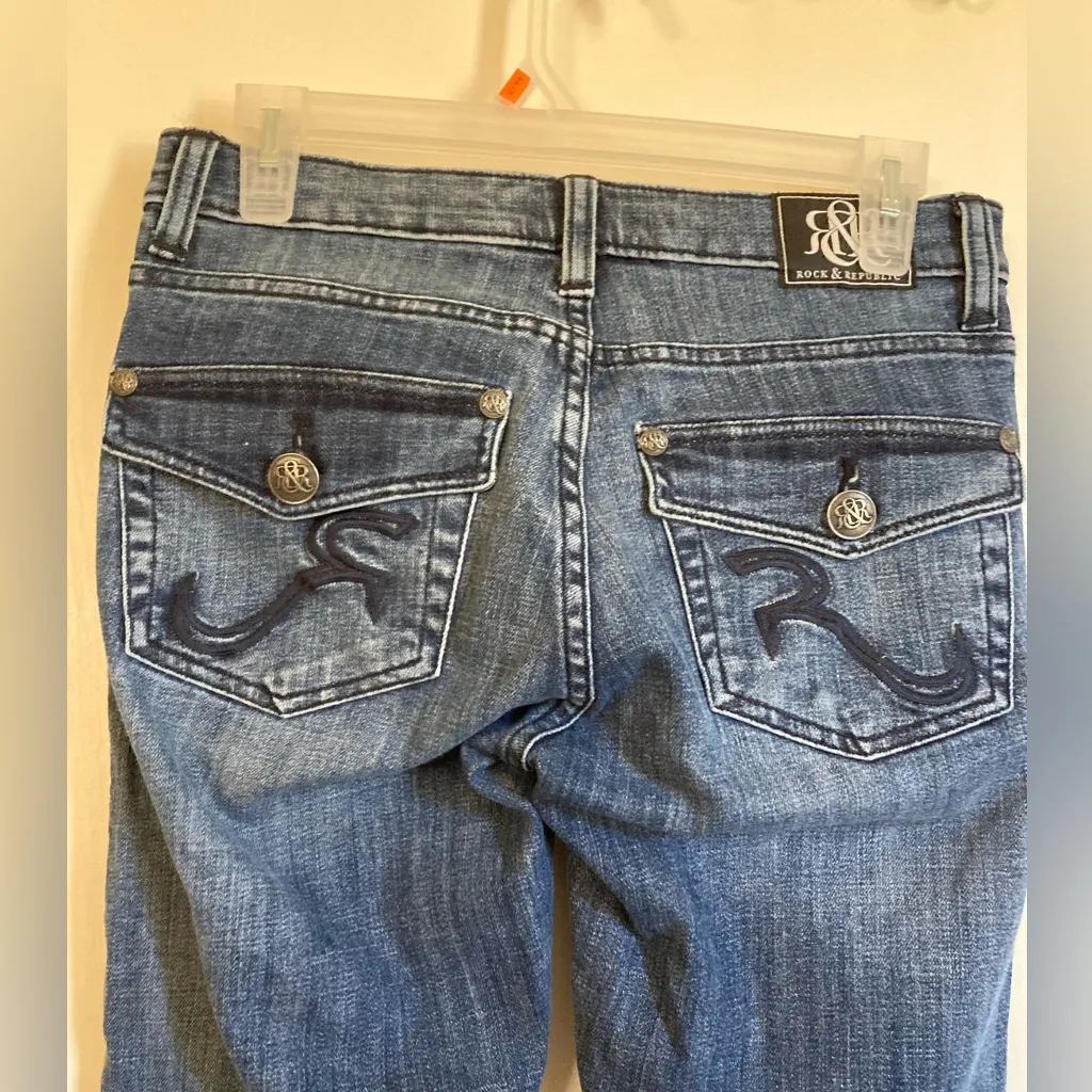 🌞Rock & Republic Kasandra Dark Wash Button Pocket Bootcut Denim Jeans - Image 8