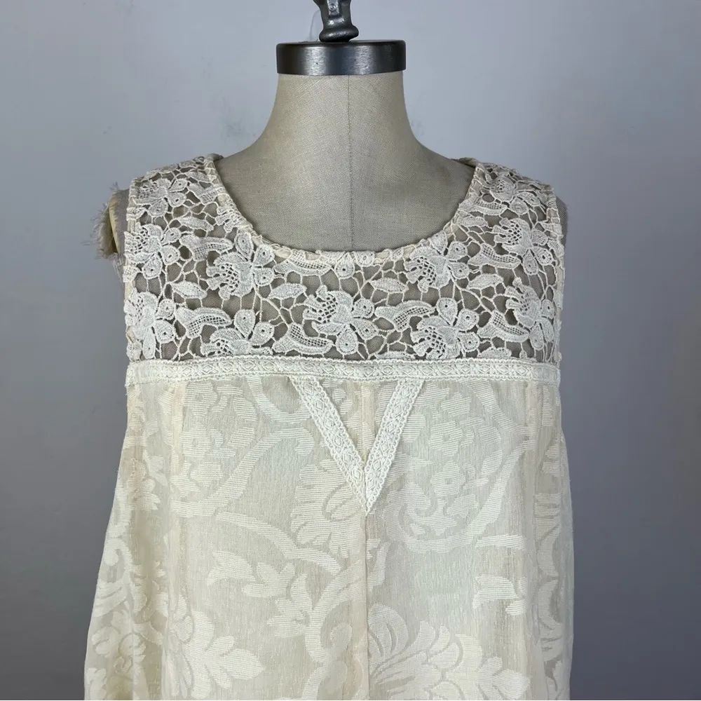 Anthropologie Vanessa Virginia Ivory Lace Pizzo Tank Top - Image 3