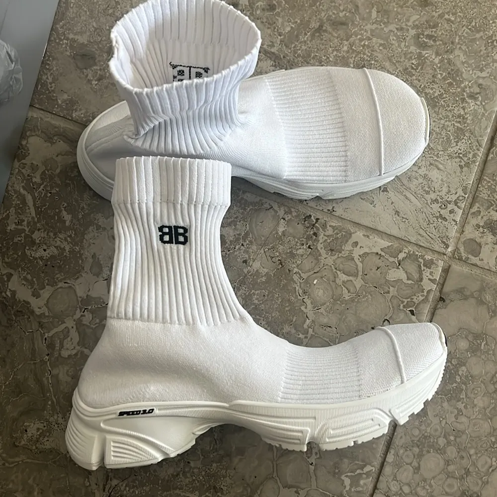 Balenciaga Speed 3.0 Knit High Top Sock Sneakers in White, Size 40 NEW in Box - Image 7