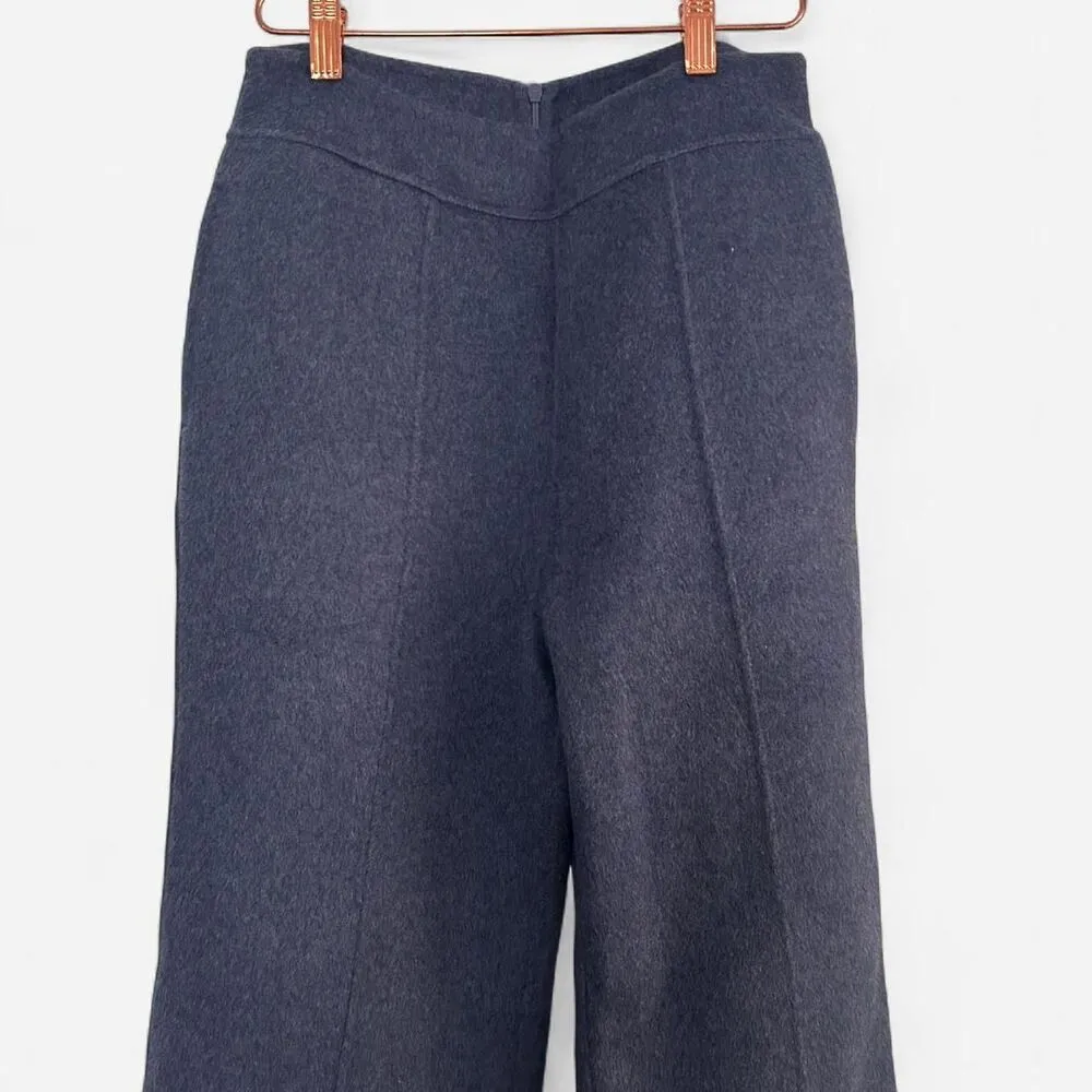 Wool-Style Chic Light Navy Flared Pants – Wide Leg Tailored Trousers small NEW - Image 5