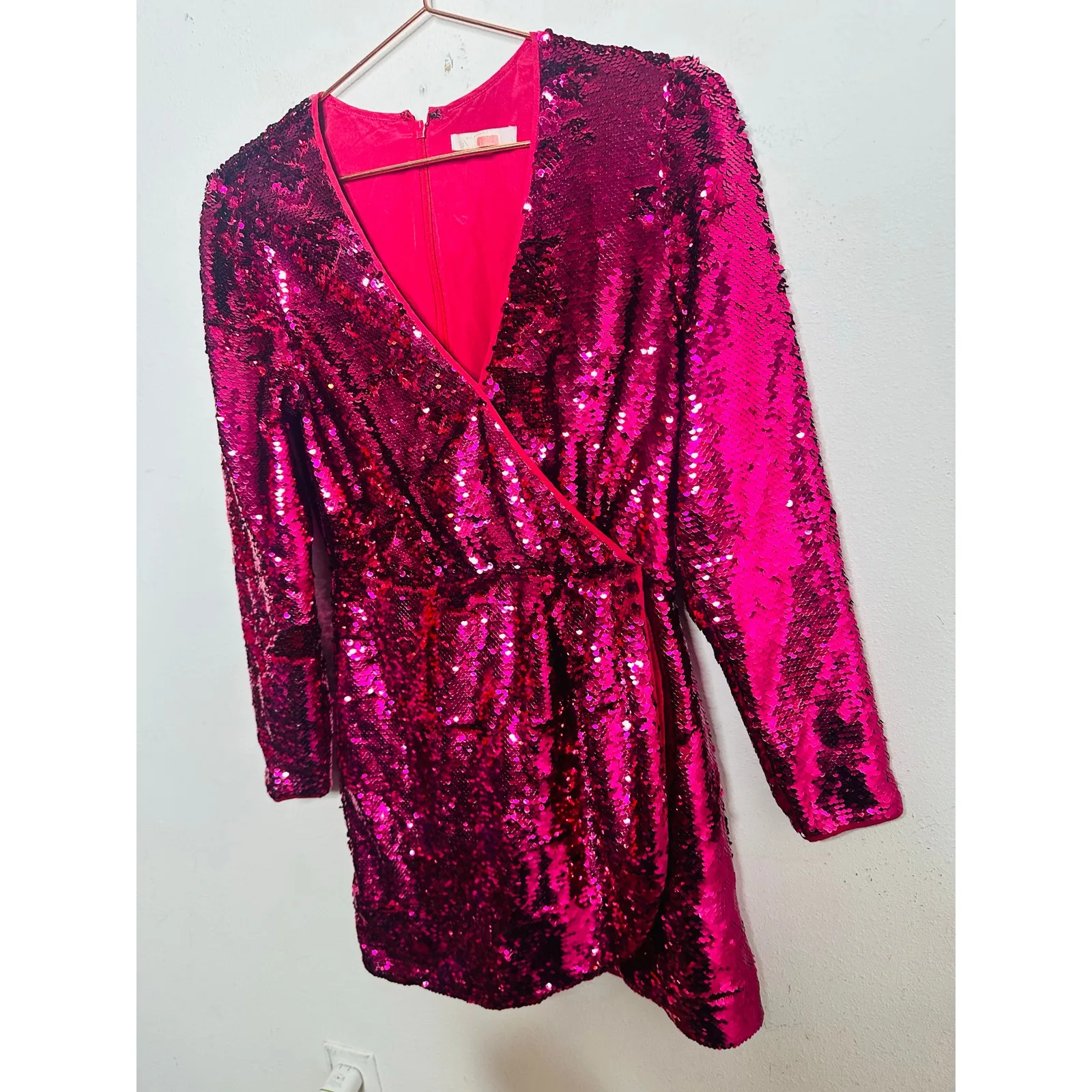 LA MAISON TALULAH Pink Sequins Long Sleeve V - Image 11