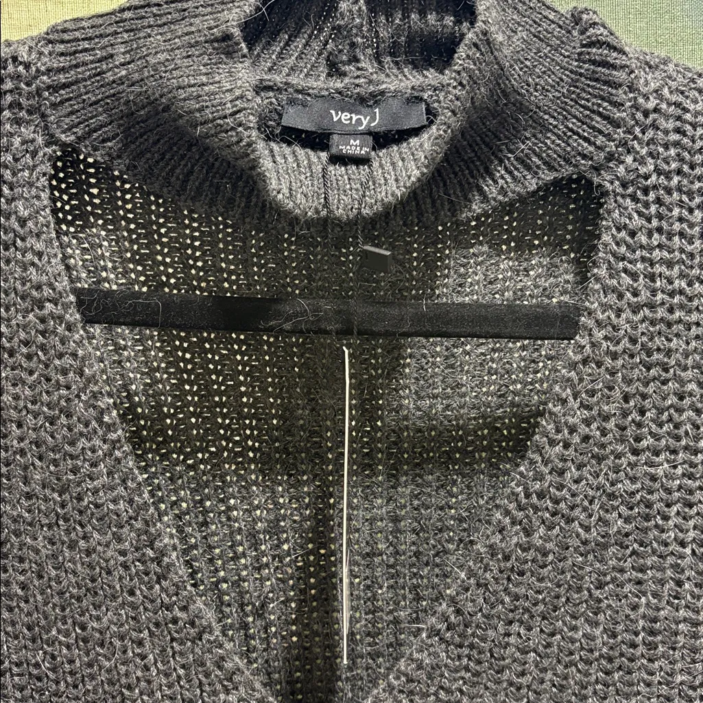 Very J Charcoal Knit Sweater - Image 2