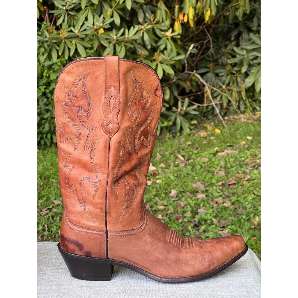 Women's Nocona Deertanned Cow Leather Lantana Cowboy Boots NL1600 size 11B Tan - Image 9