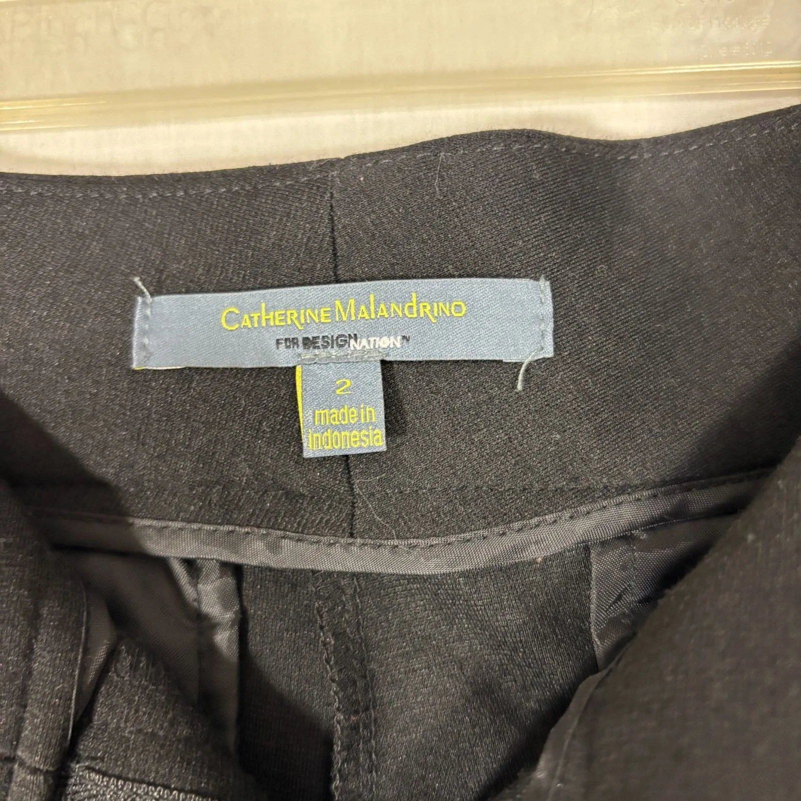 Catherine Malandrino Dress Pant Sz 2 Black Stretch Satin Pocket Mid Rise Classic - Image 7