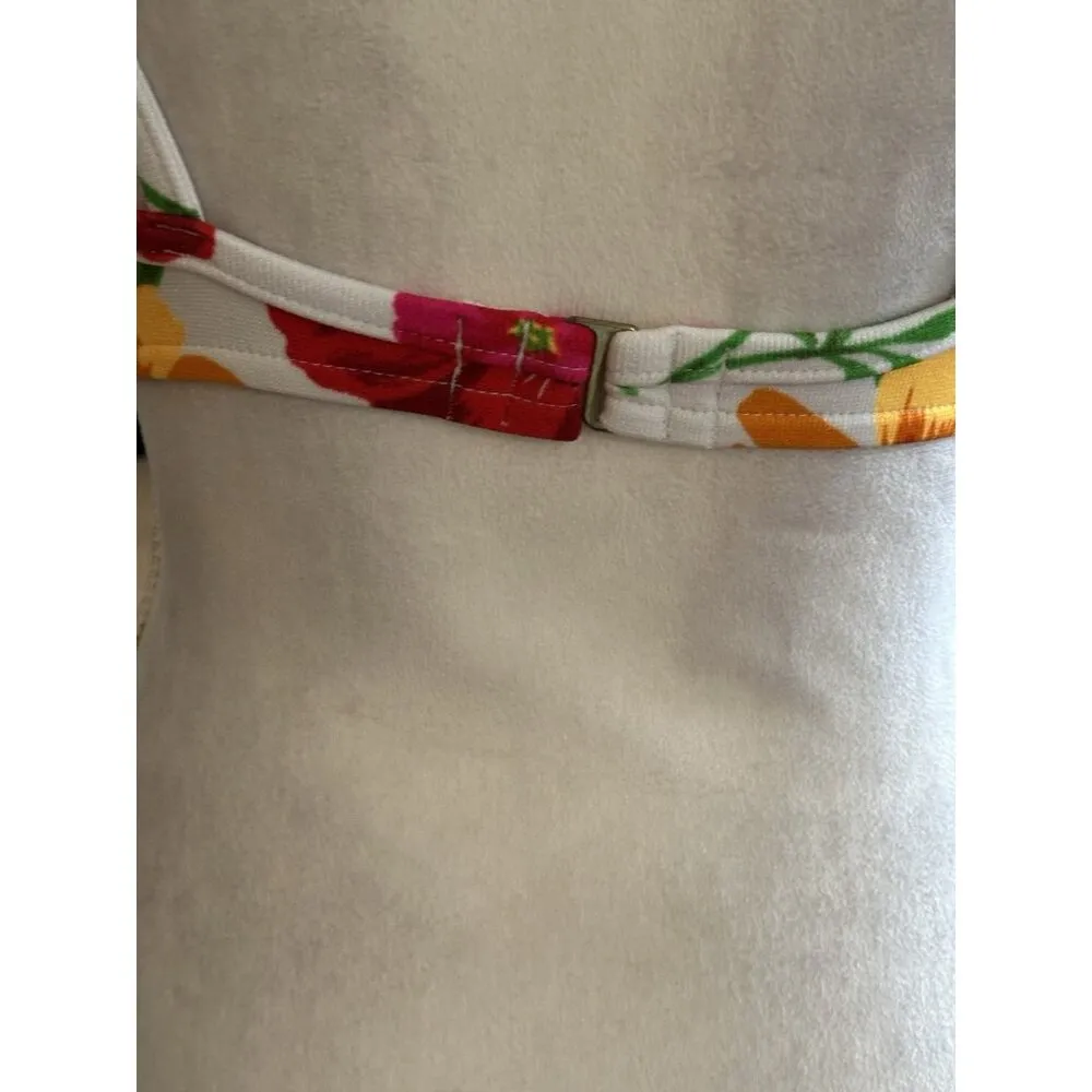 Vintage Y2K Illusions By Cole Floral Bikini Top Padded Sz 14 B/C Y2K Festive - Image 3