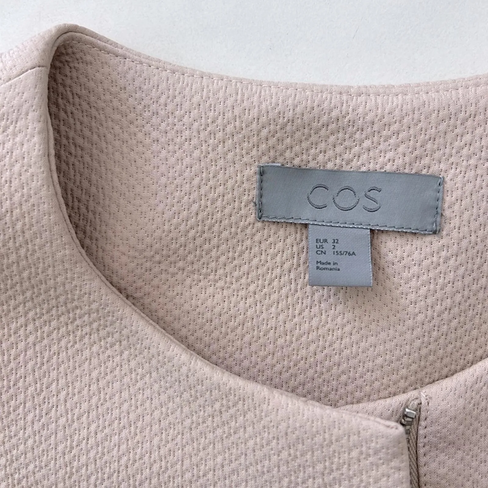 COS Zip Up Structured Short Sleeve Jacket Blouse Light Pink US 2 $150 - Image 6