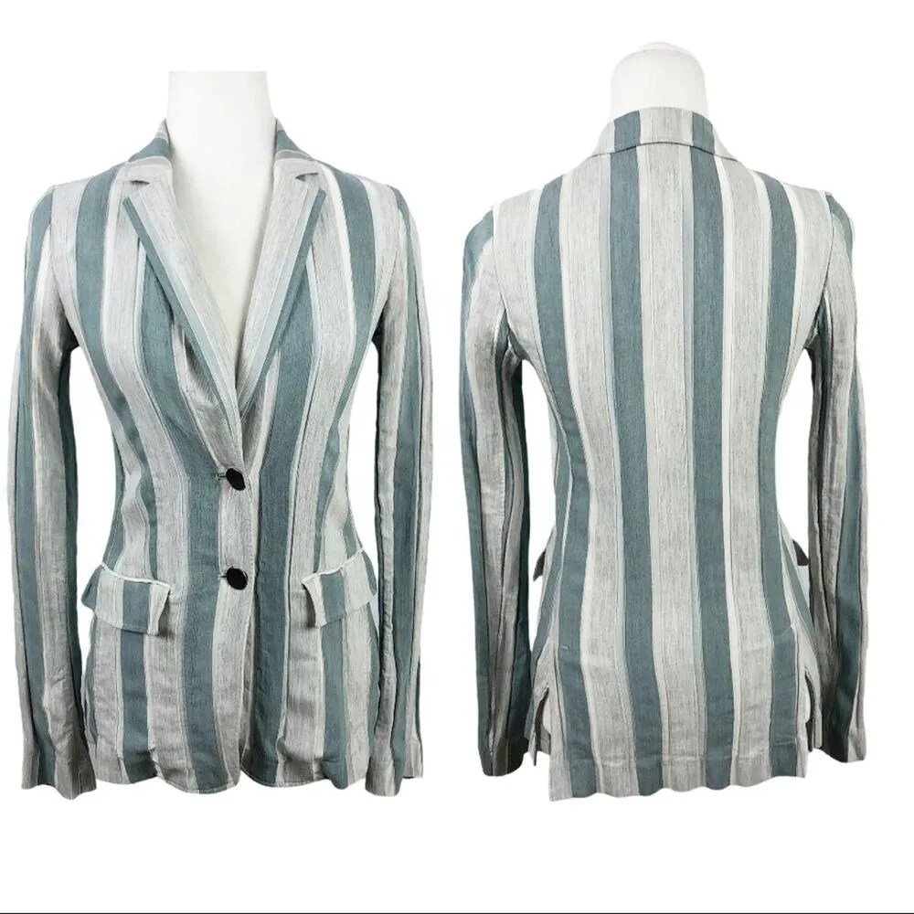 Lafayette 148 NY Vangie Vertical Striped Two Button Blazer Jacket Size 2 Job - Image 16