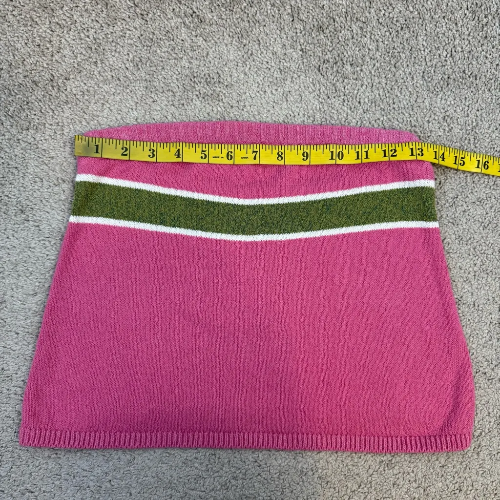 Free People Beach Kelly Knit Tube Top Bubblegum Pink Combo M - Image 7