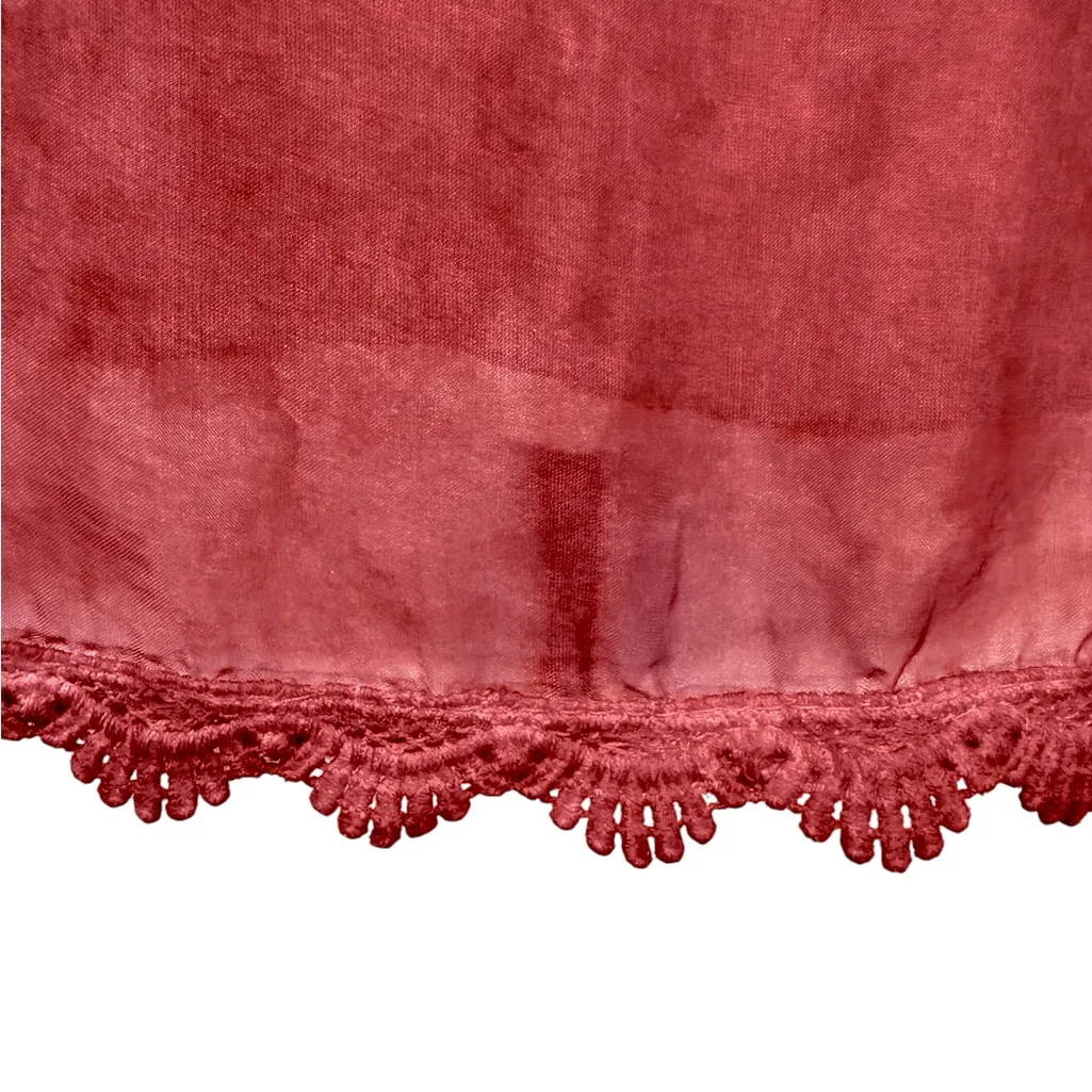 Silk Bohemian Sheer Top Made in Italy Lace Trim Romantic Bell Sleeves Large Pink - Image 3