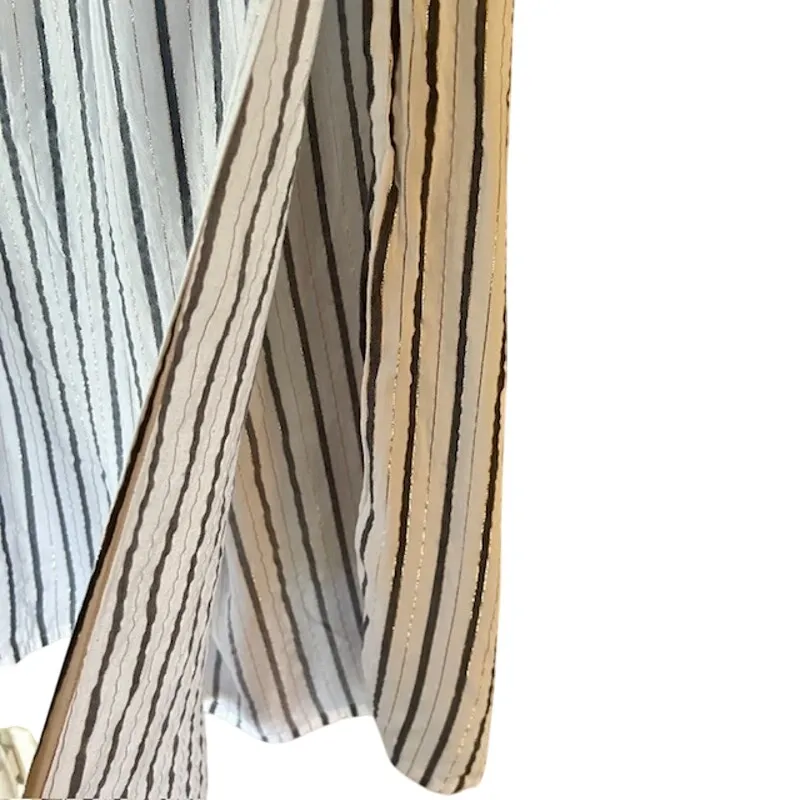 Onia Blue White Striped Beach Pants Metallic Nautical Wide Leg M - Image 3