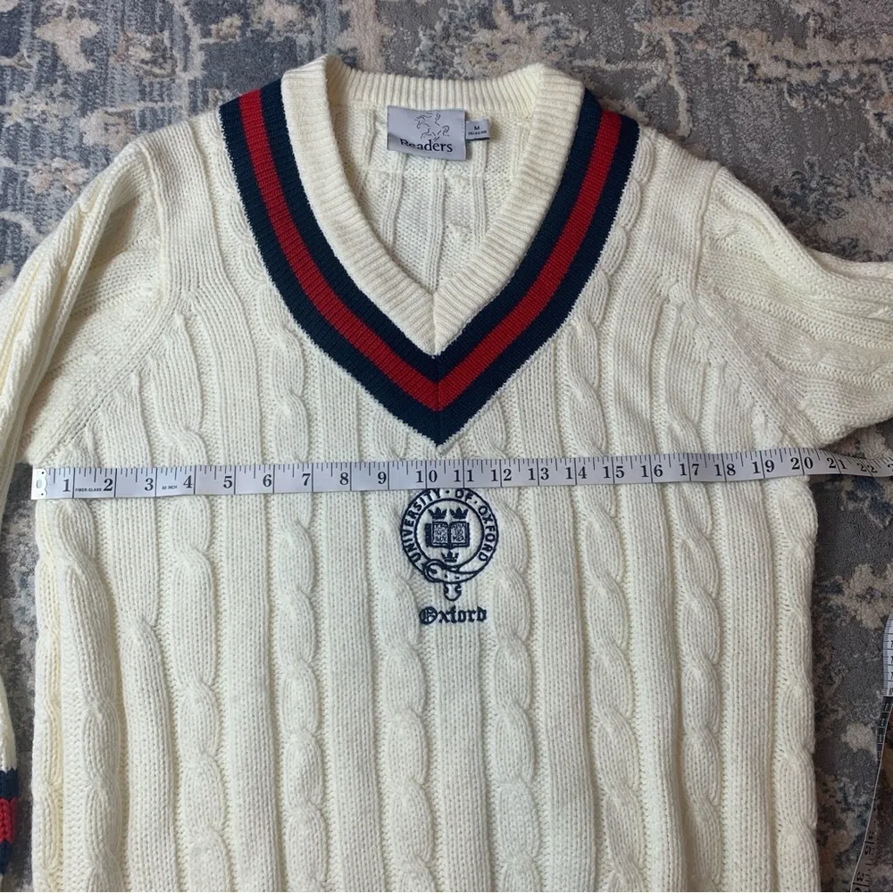 Oxford Cream Cable Knit Sweater Red Size M - Image 3