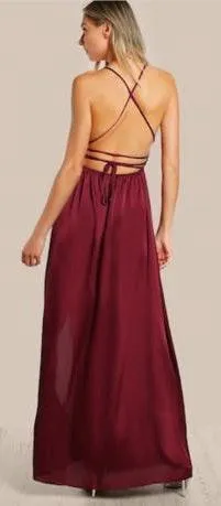 Satin Maxi Dress Red Size XS - Image 2
