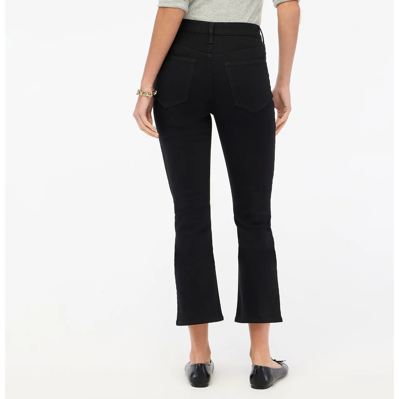 J.Crew Petite Flare Crop Jean All Day Stretch Black Mid Rise Classic US 24P NWT - Image 2