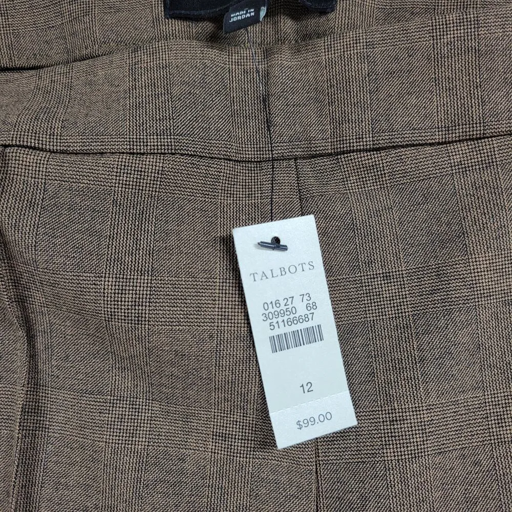 Talbots Womens Trousers 12 Brown Plaid Straight Leg Stretch Office Dress Attire - Image 12