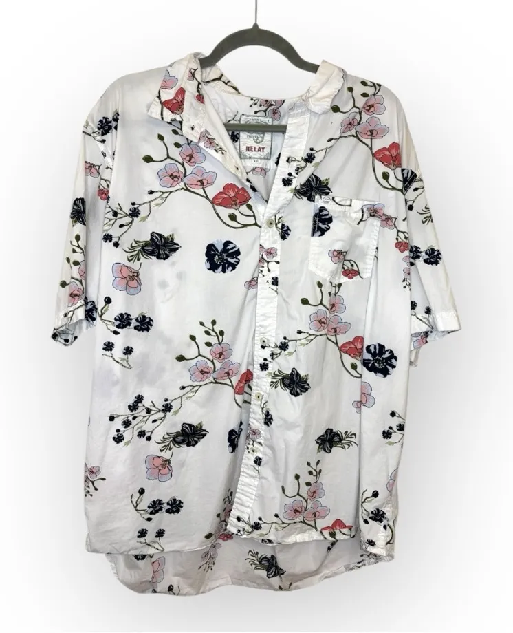 Relay Floral Button Down Blouse White Lightweight Spring Summer Casual Top 4XL Size 4X - Image 1