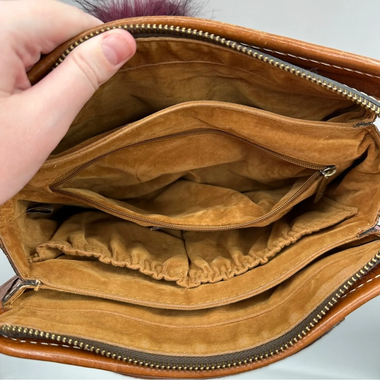 Patricia Nash Metallic Tooled Lace Poppy Multicolor Print To Zip Shoulder Bag - Image 13