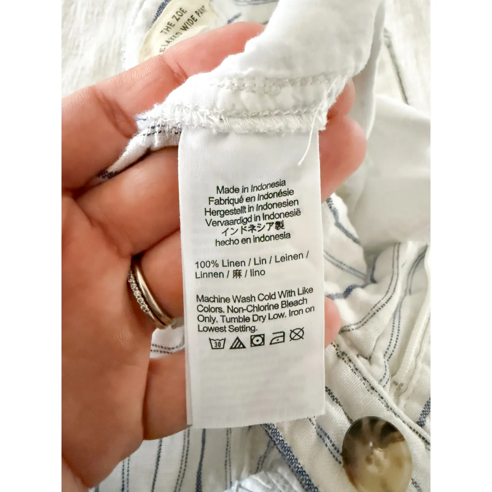 Madewell | NWOT Zoe Relaxed Wide-Leg Linen Pant Beachy Blue White Stripe | Sz 6 - Image 10