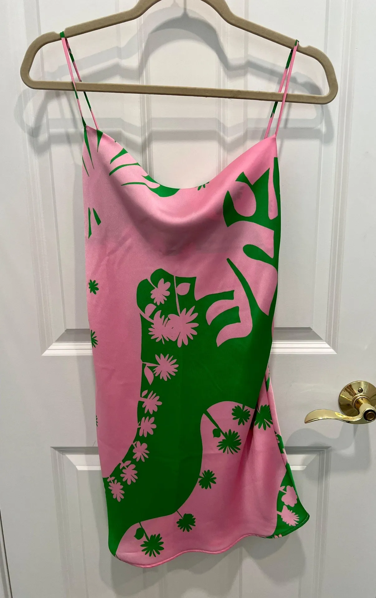 Satin Effect Print Dress - Image 3