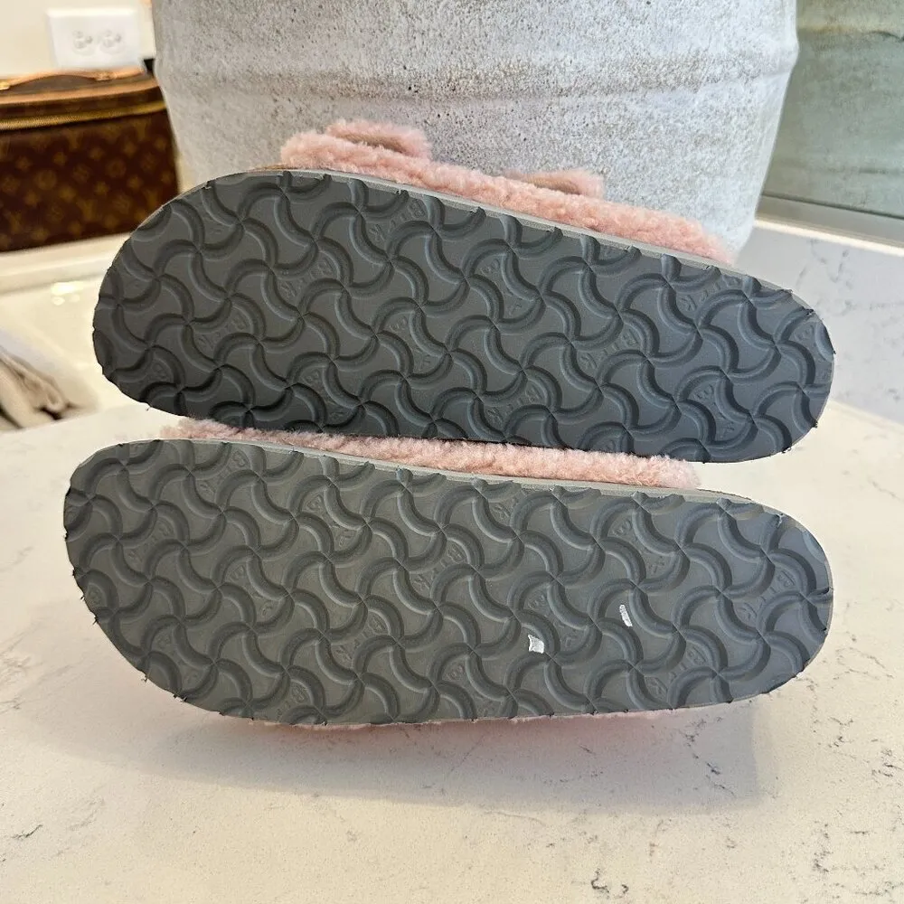 BIRKENSTOCK Arizona Big Buckle Genuine Shearling Slide Sandal in Crystal Rose - Image 9