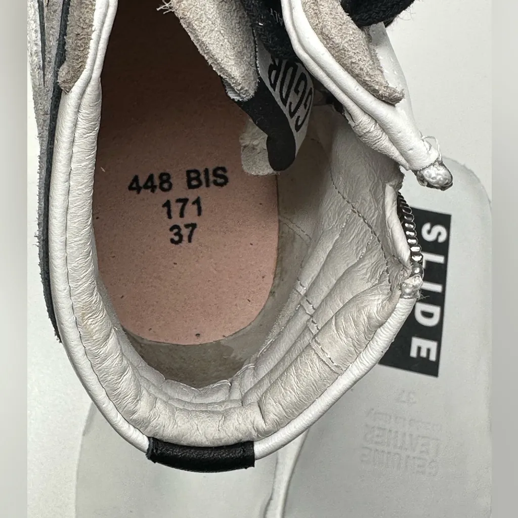 Golden Goose Slide White Grey Leather High Top Sneakers Shoes - Image 10