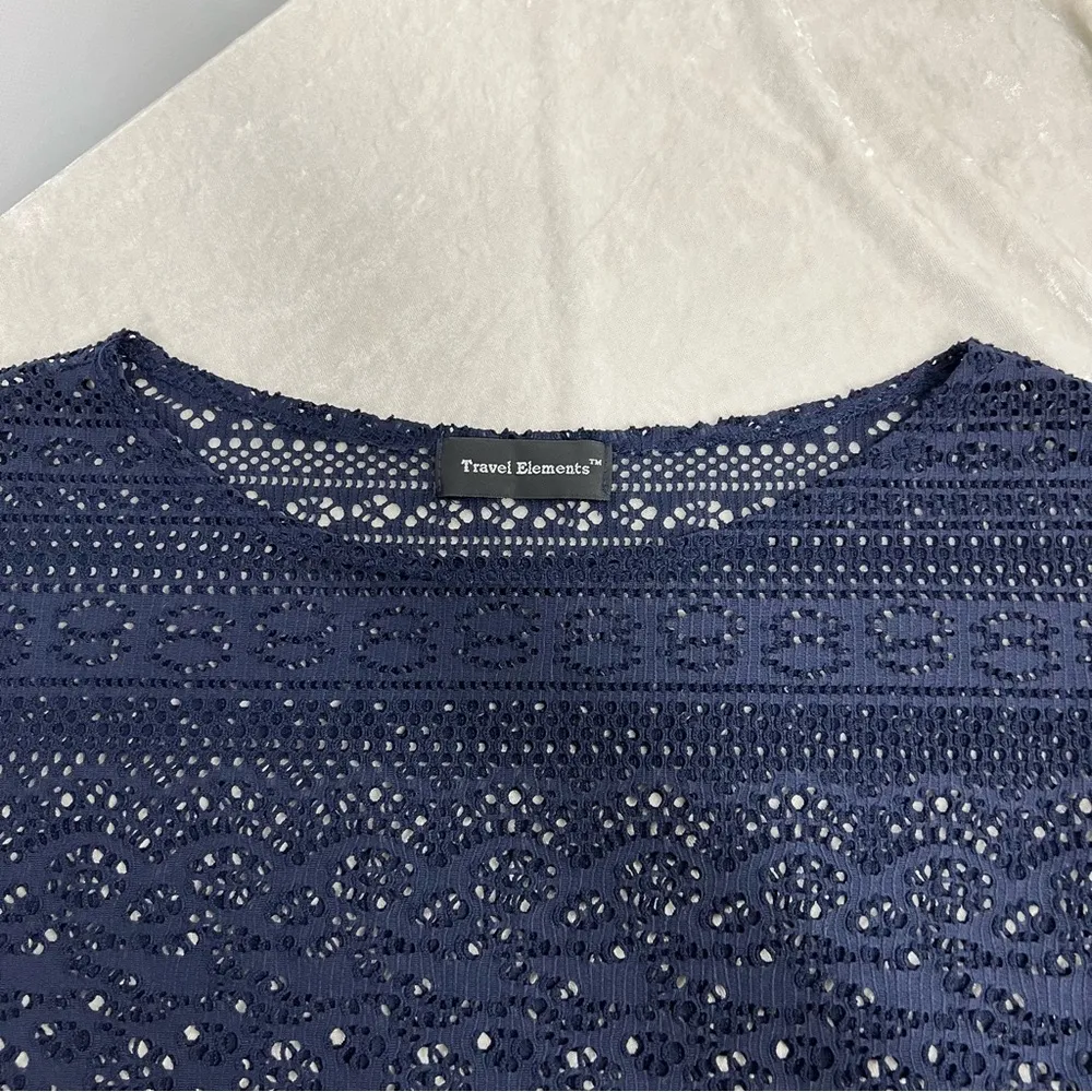 Travel Elements women’s OS top fits all crochet cutouts cover up navy fringe hem Blue Size undefined - Image 6