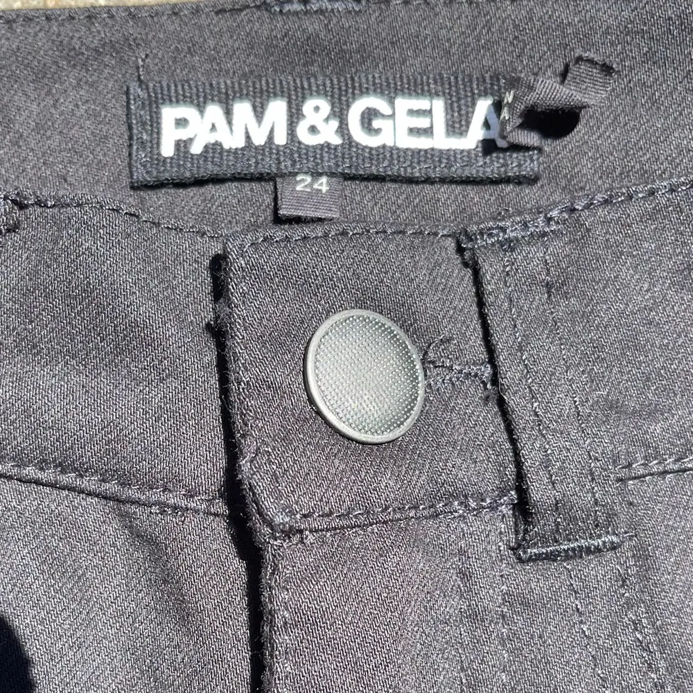 Pam & Gela Cropped Flare with Classic Stripe, Black Side Stripe Kick Flare Jeans - Image 4