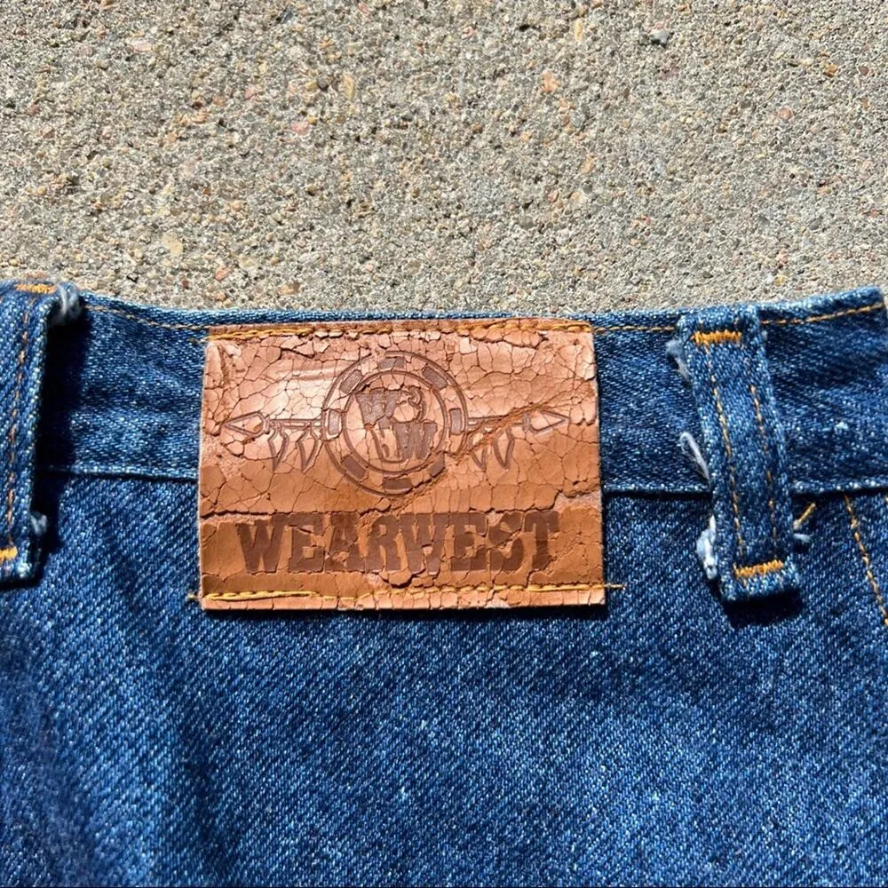 Vintage 80s high rise fringe bare back cowgirl western jeans Blue Size 25 - Image 4