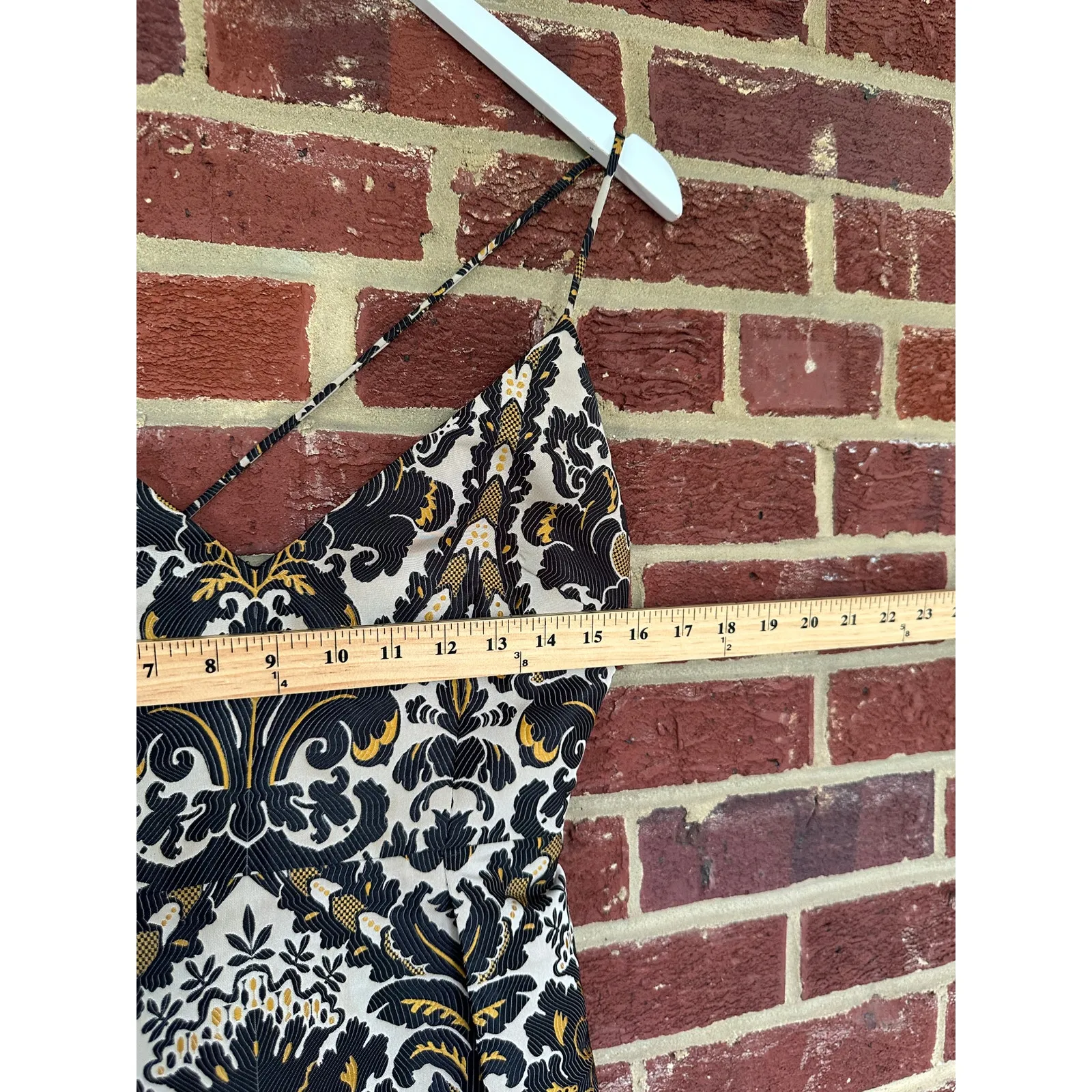 Free People Queen Of Hearts Gold Baroque Print Mini Dress‎ Size 6 Party Cocktail - Image 6