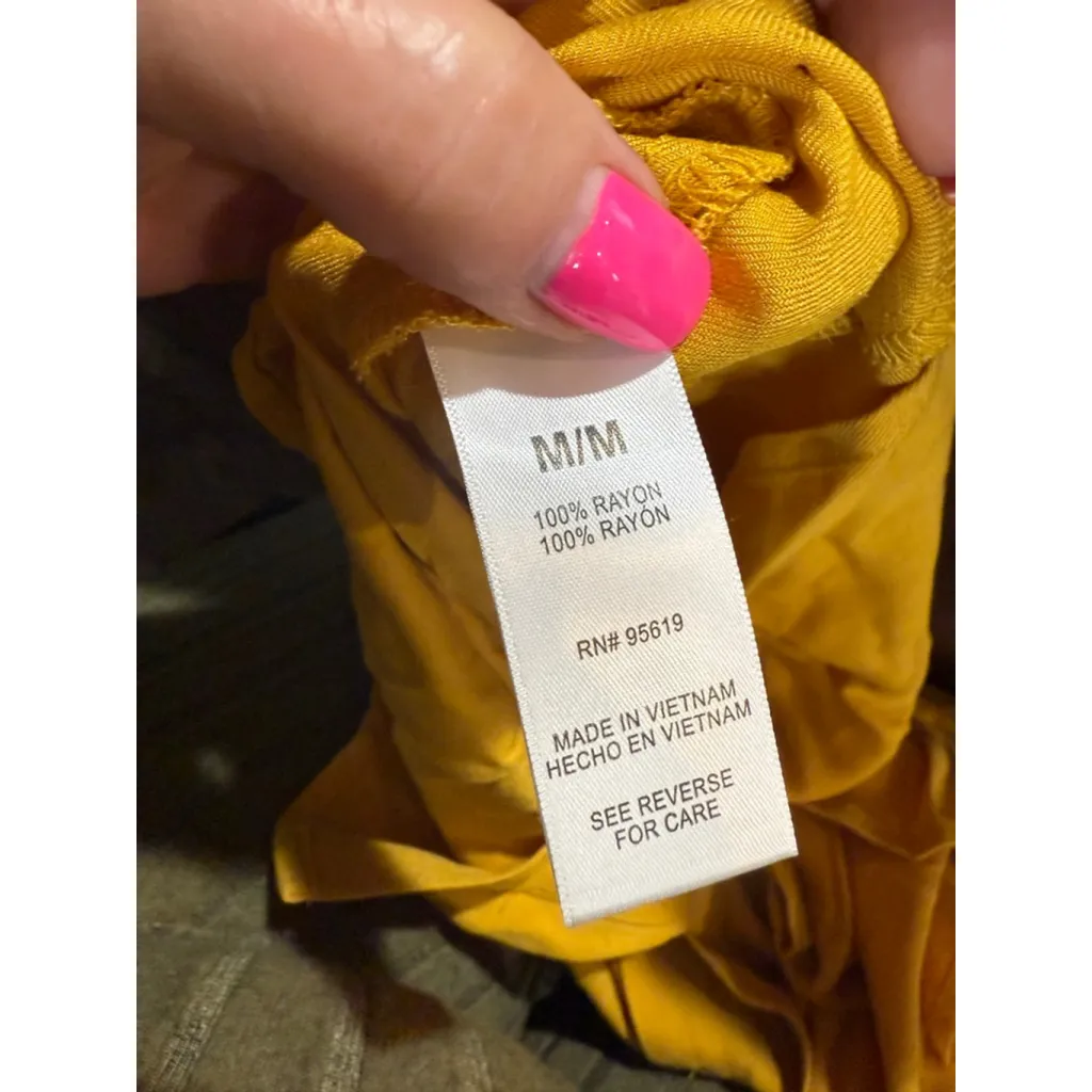 Women's Feer Yellow Sleeveless Button Down Shirt M Size M - Image 6