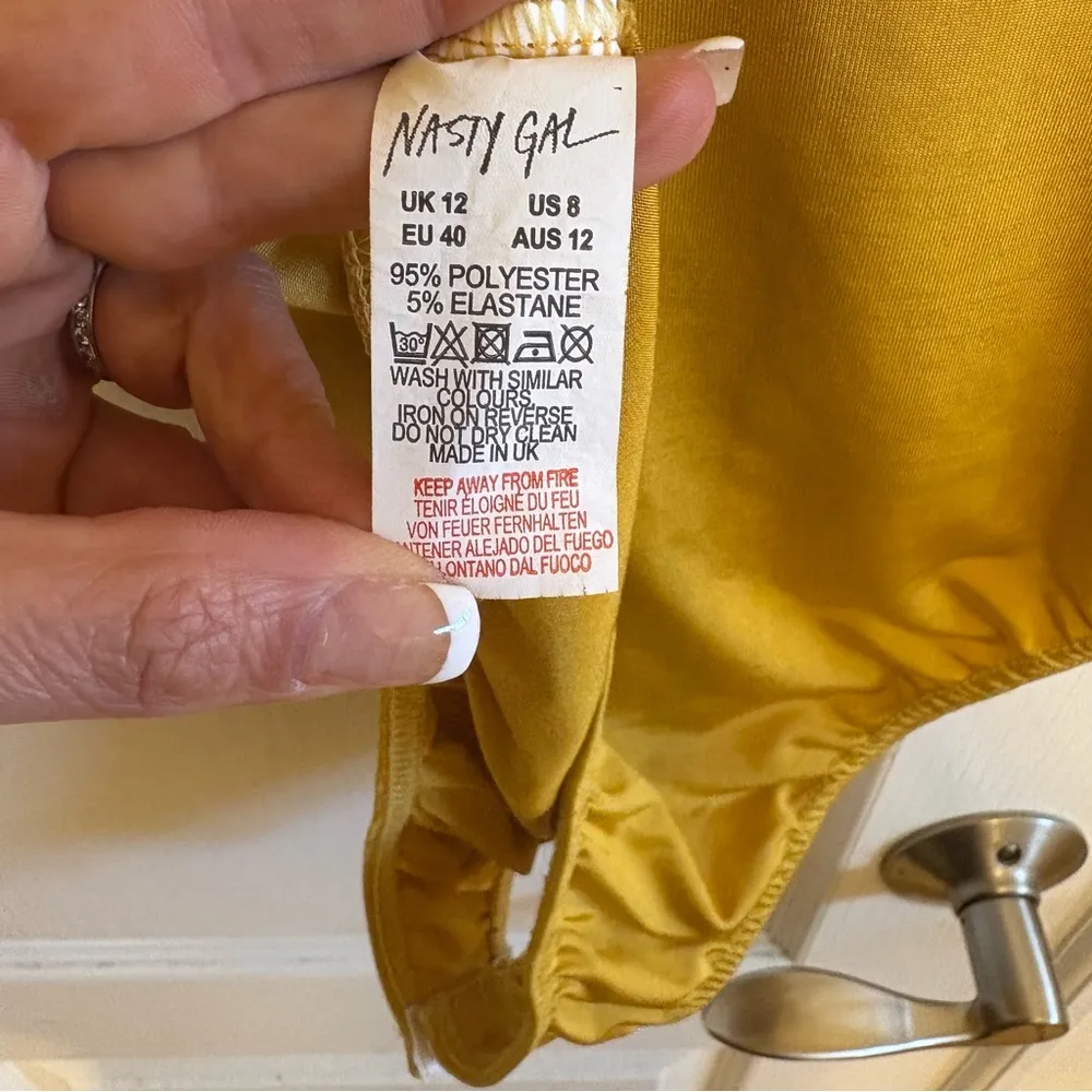 Nasty Gal Golden Drape Neck Bodysuit - Image 4