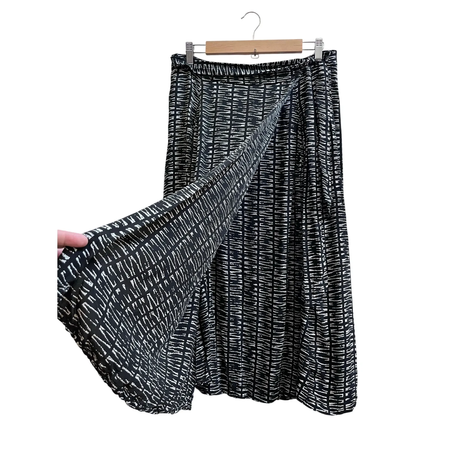 Whistles Black Sahara Print Avie Pocket Wrap A Line Skirt Size Medium - Image 12