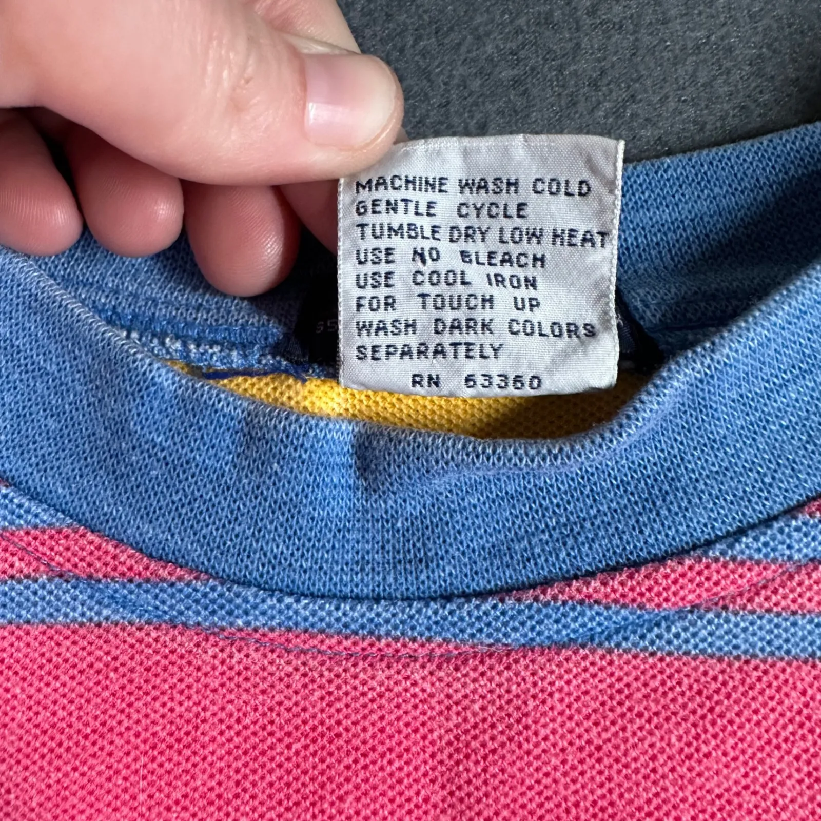 Vintage‎ Salty Dog Striped Polo Shirt Large GANT Striped Cotton Blend Retro SS Blue - Image 5