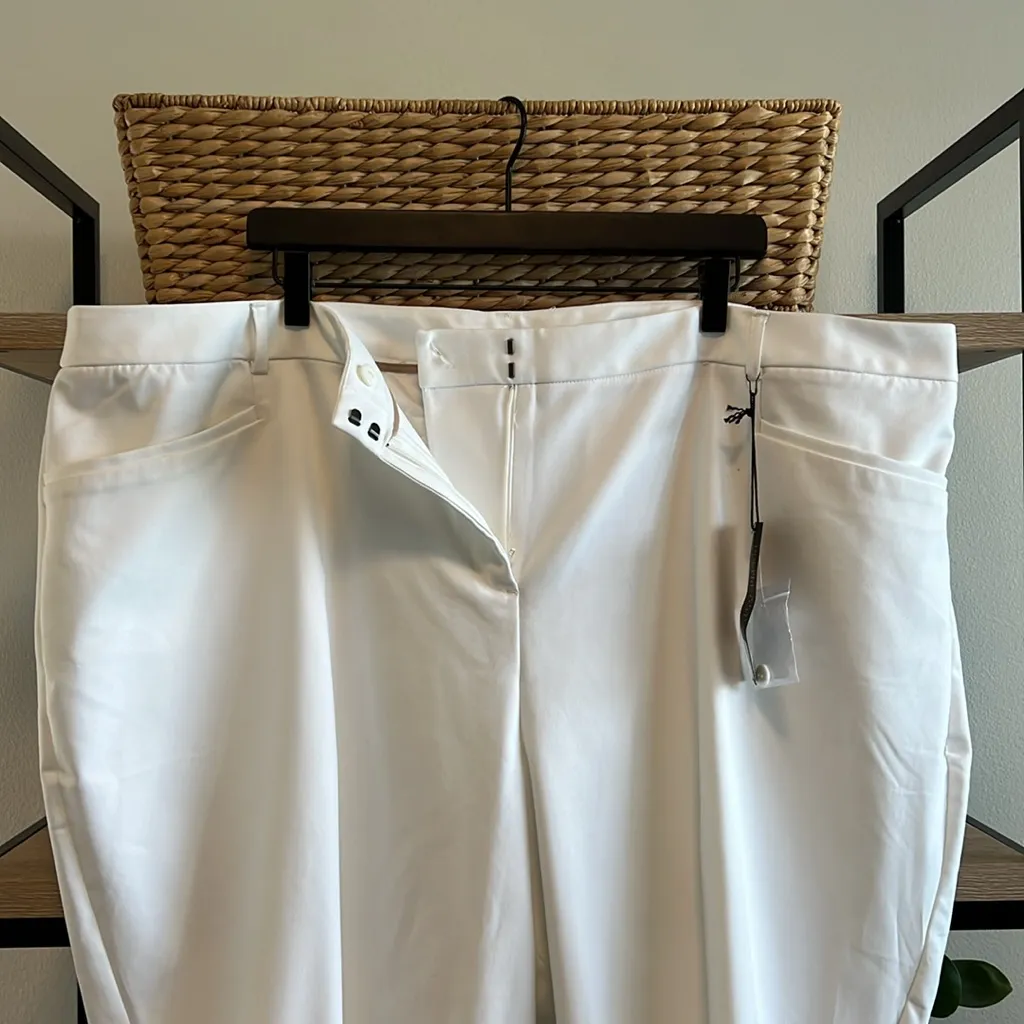NWT Lane Bryant High-Rise Stretch Cotton Lena Curvy White Career Dress Pant, 28 - Image 8