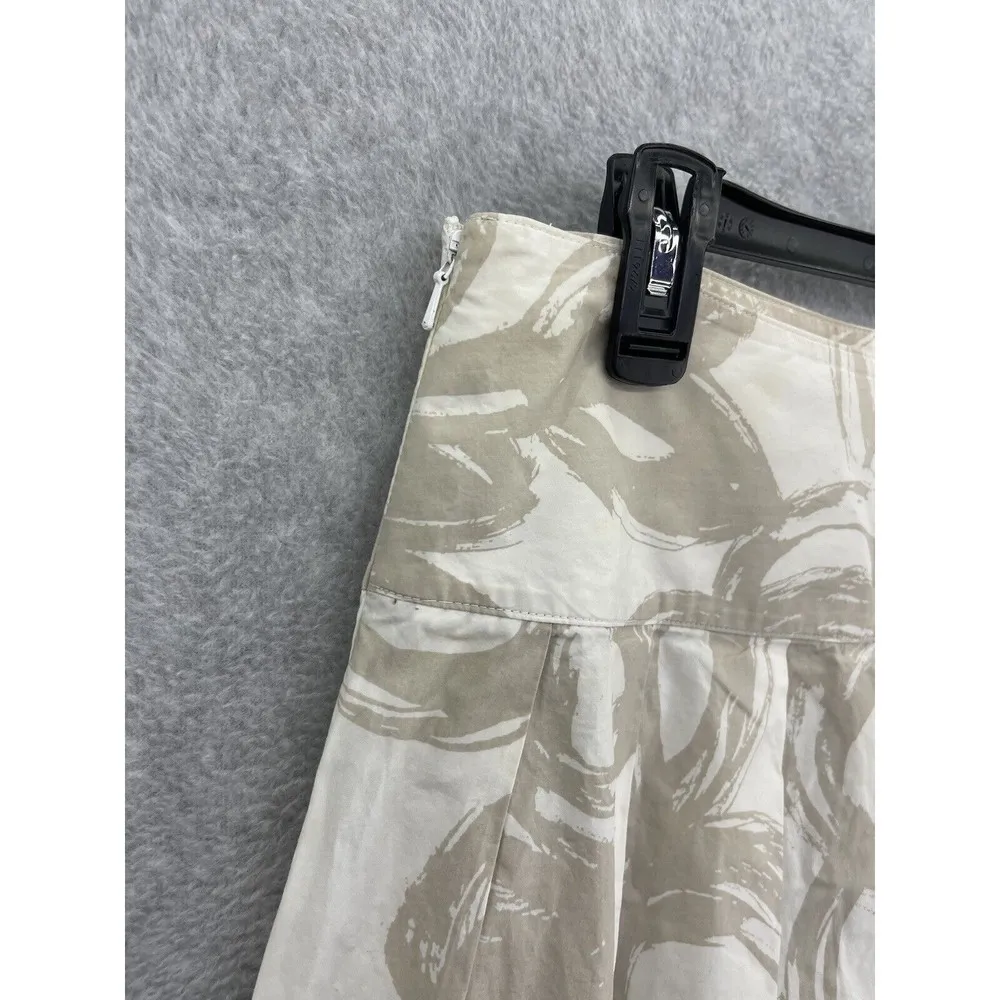 Banana Republic Women's A Line Pleated Skirt White Beige Size 6 100% Cotton - Image 2