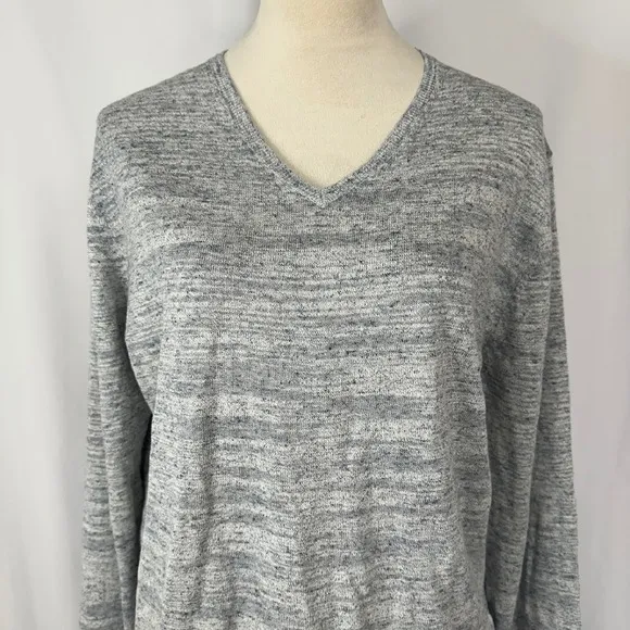 French Connection V-Neck Sweater Lightweight Knit‎ Pullover Heather Gray Medium - Image 2