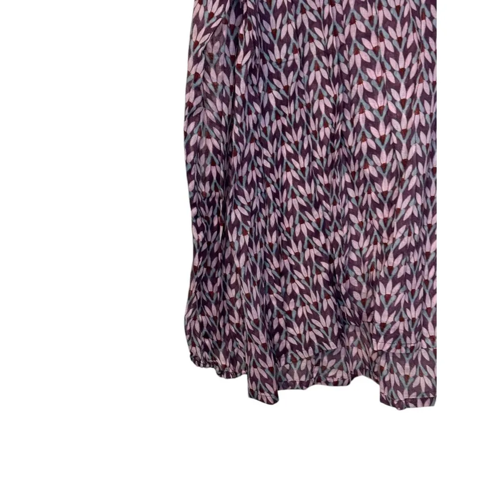 Molly Bracken‎ Women's Top V-Neck Relaxed Long Sleeves Pattern Blouse Medium NWT - Image 3