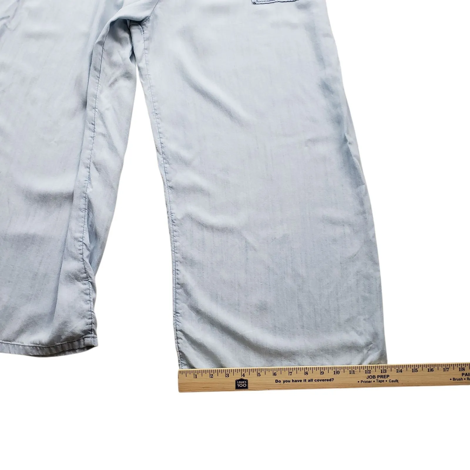 Prana Bahia Wide Leg Overall Jumpsuit Womens XL Blue Cross Back Pockets - Image 7