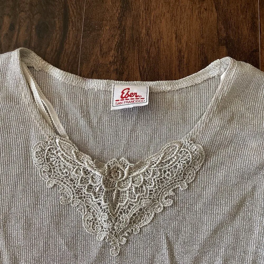 Vintage Eber San Francisco Silver Metallic Top - Image 4
