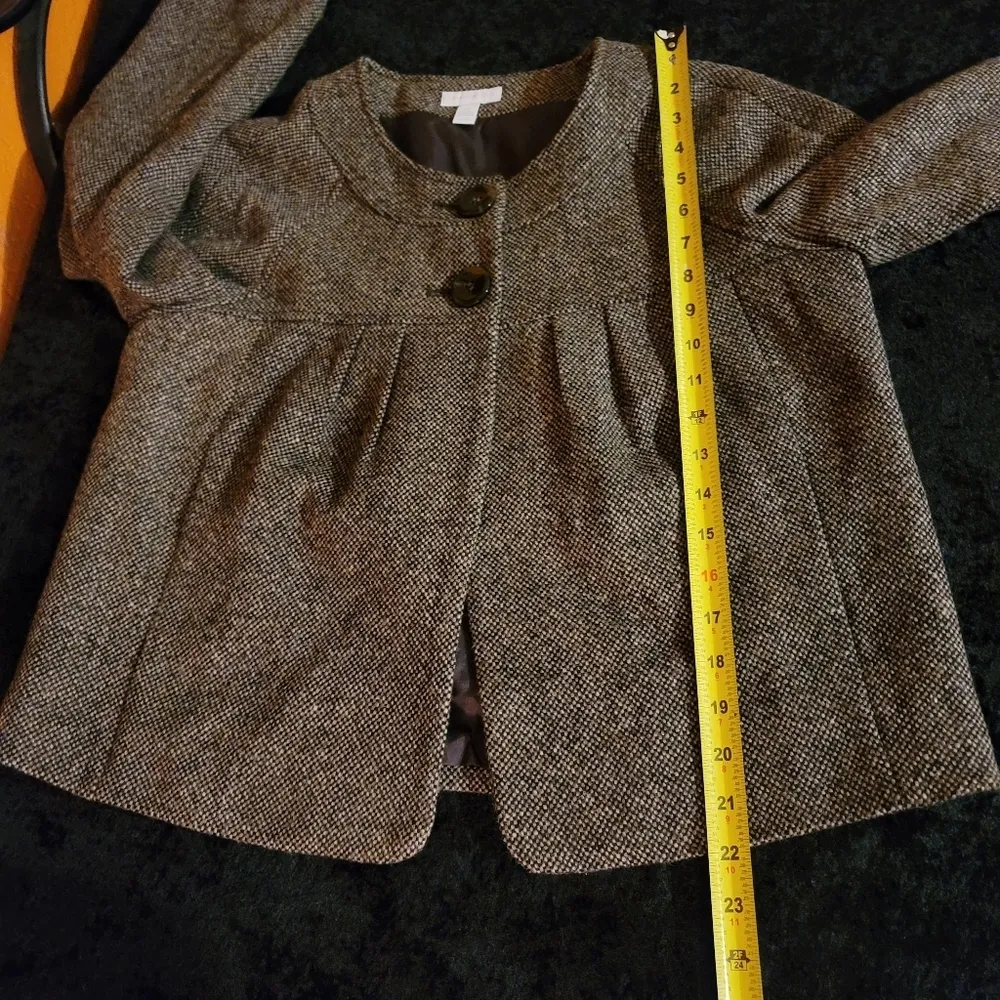 Charter Club Women's Gray Wool & Acrylic Long Sleeve Button Casual Coat Size 10 - Image 12