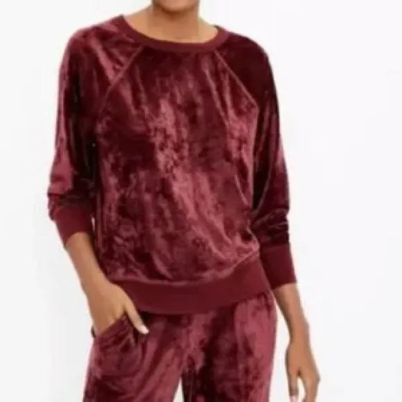 Loft Lou & grey crushed velour maroon burgundy matching sweat suit - Image 3