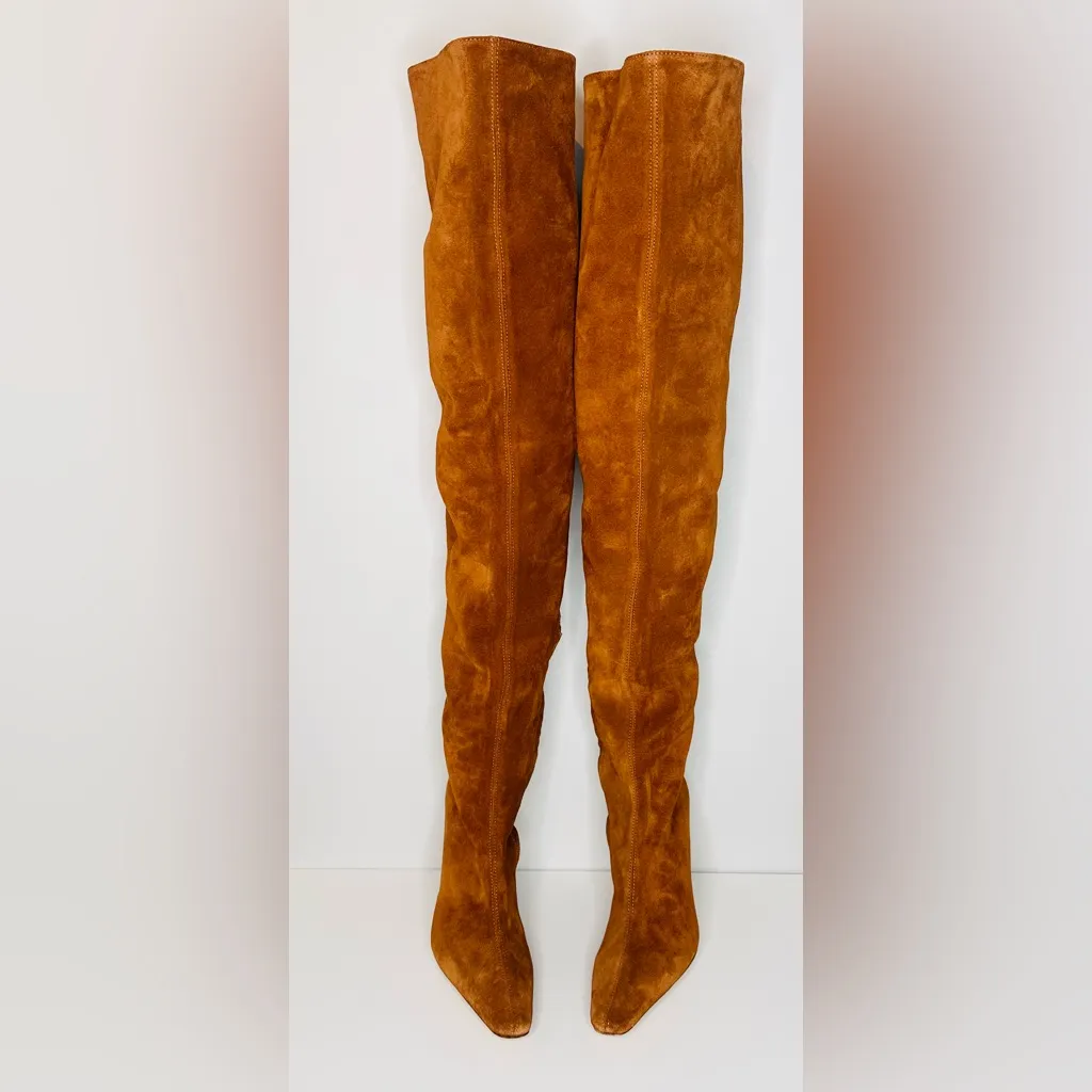 Staud Cami Brown Suede Leather Thigh High Boots NEW - Image 8